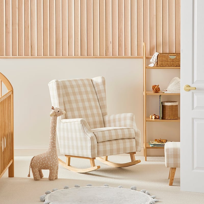 2 in 1 Gingham Nursery Chair  