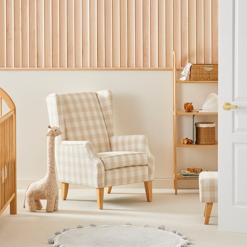 2 in 1 Gingham Nursery Chair  