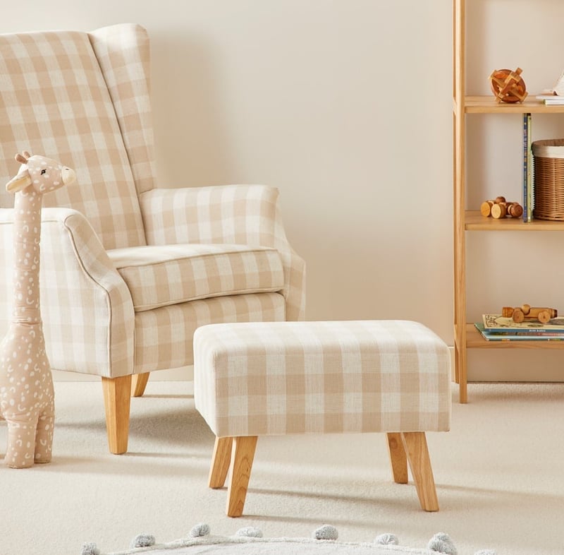 2 in 1 Gingham Nursery Chair  