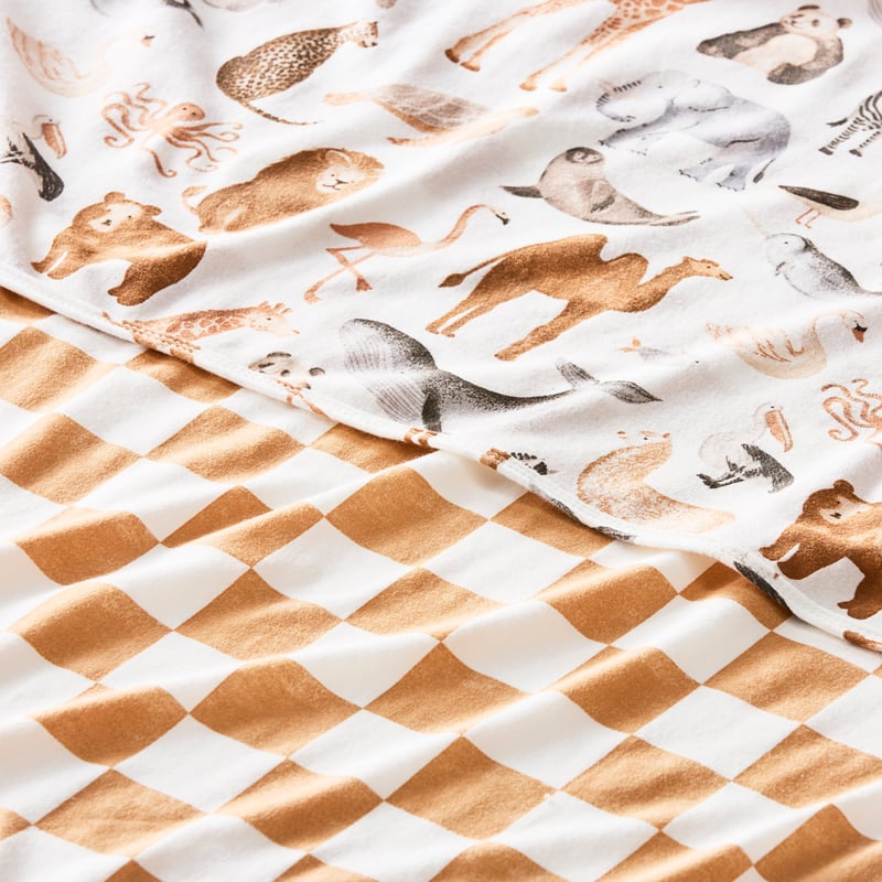 Encyclopedia Animals Neutrals Jersey Baby Swaddles 2pk