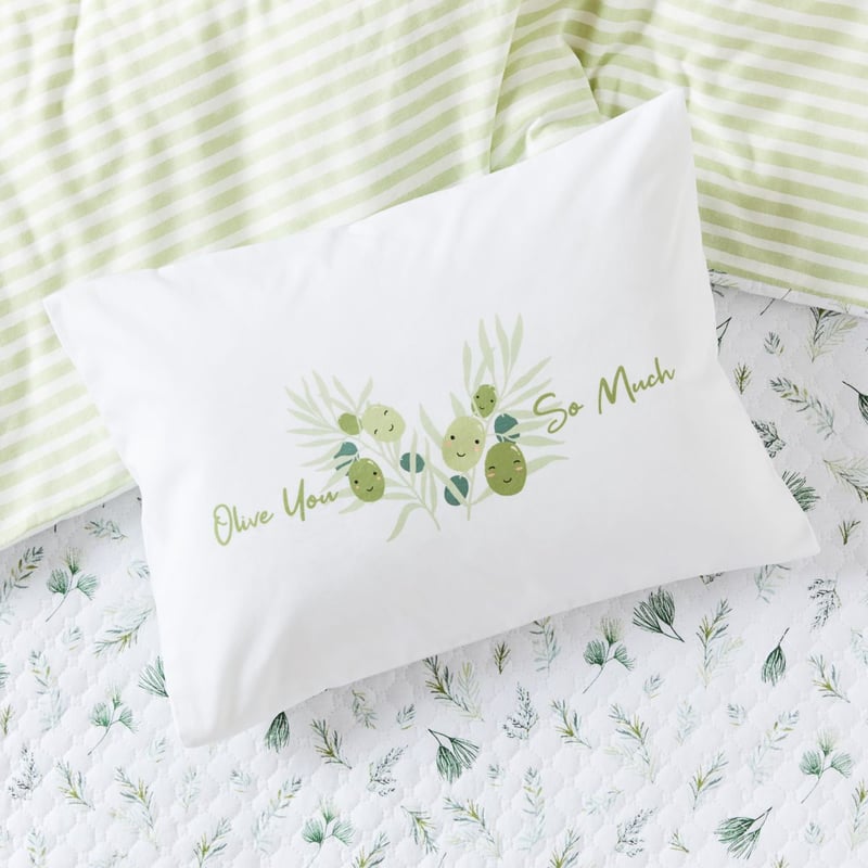 Decorative Olive You So Much Cot Pillowcase