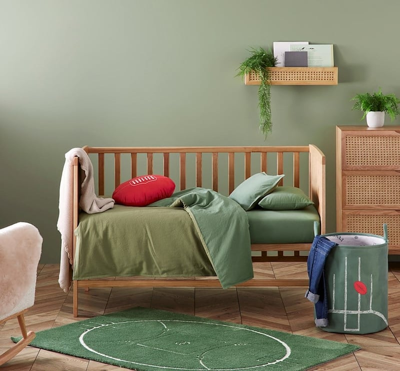 Stonewashed Cotton Forest Green Cot Quilt Cover Set