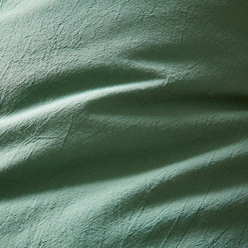 Stonewashed Cotton Forest Green Cot Quilt Cover Set