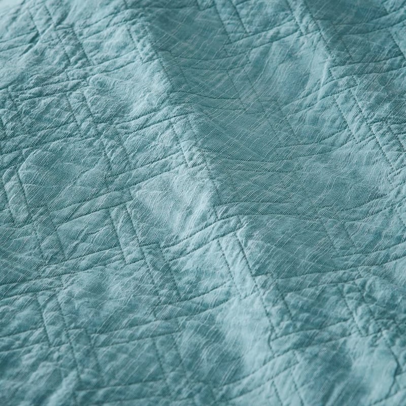 Huxley Green Chambray Quilted Cot Quilt Cover Set