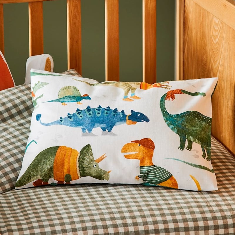 Dressed Up Dino White Cot Quilt Cover Set