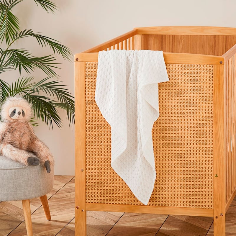 Bobbi Bamboo Cotton White Waffle Baby Blanket