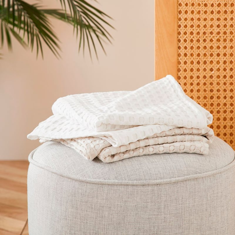 Bobbi Bamboo Cotton White Waffle Baby Blanket