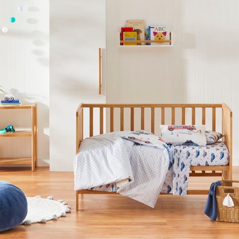 Lights and Sirens White Cot Quilt Cover Set