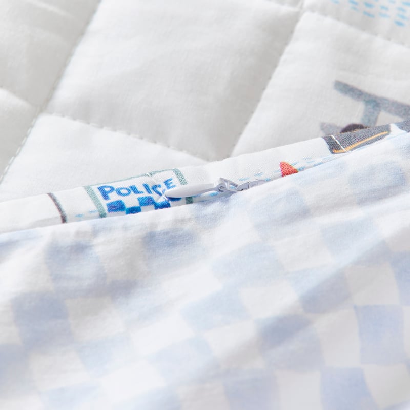 Lights and Sirens White Cot Quilt Cover Set