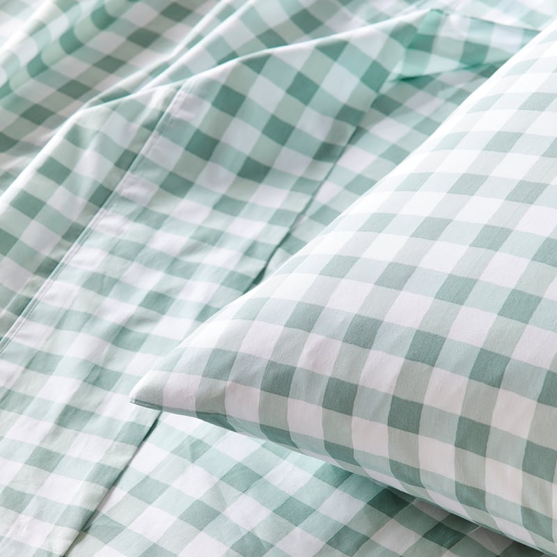 Ashton Gingham Sage Cot Sheet Set