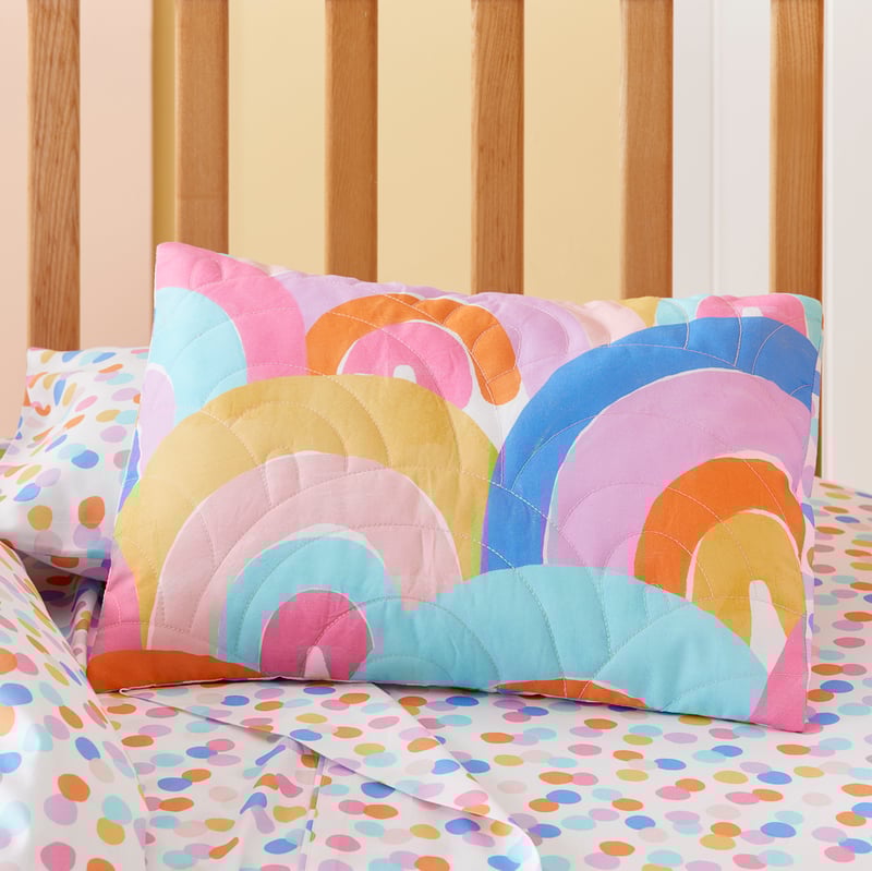 Rainbow Burst Multi Quilted Cot Quilt Cover Set