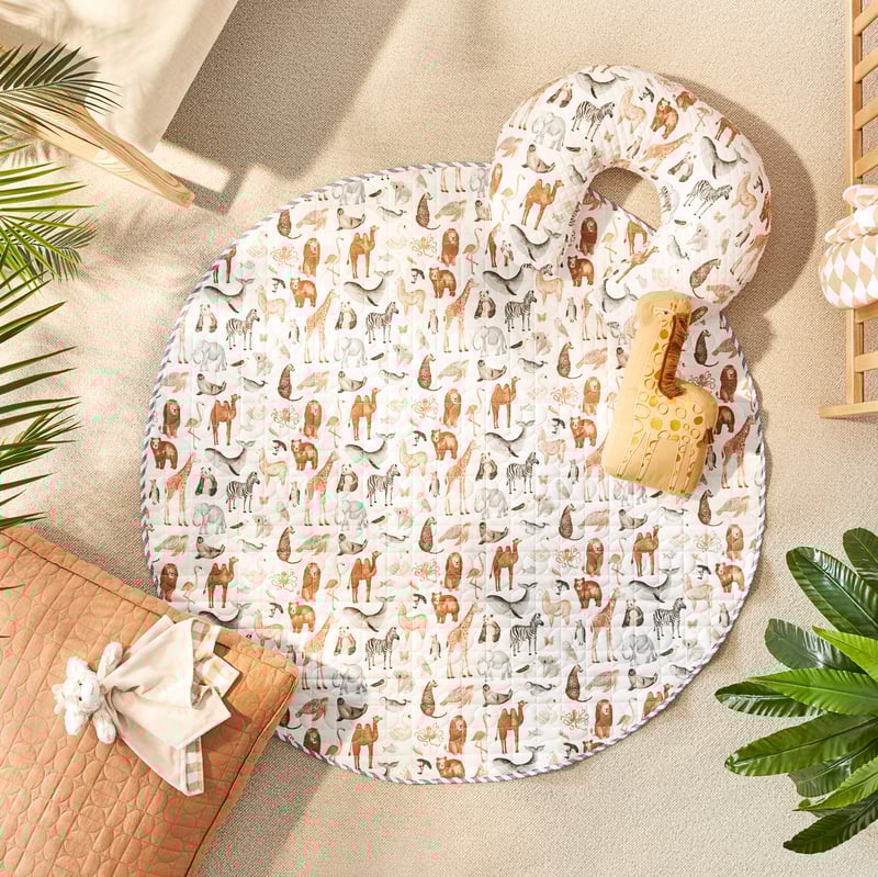 Encyclopedia Animals Jersey Quilted Play Mat