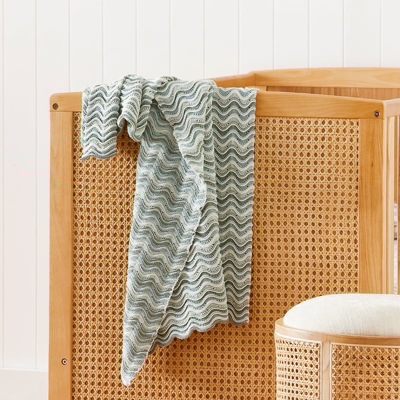 Organic Cotton Ripple Seafoam Baby Blanket