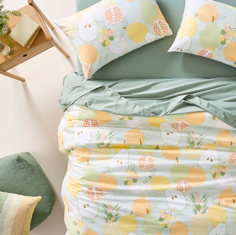 Fruit Salad Blue Quilt Cover Set
