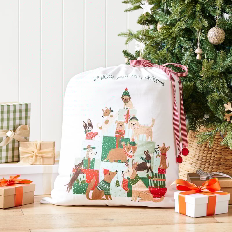 Holiday Hounds Festive Santa Sack