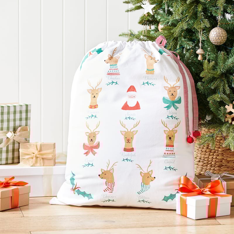 Reindeer Roll Call Festive Santa Sack
