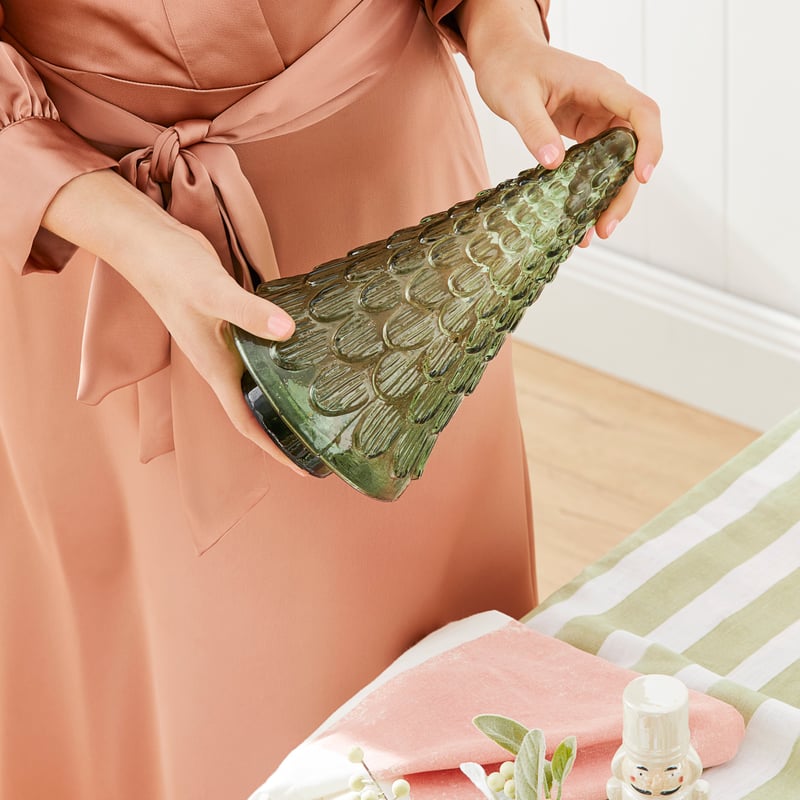 Glass Decorative Small Deep Green Christmas Tree