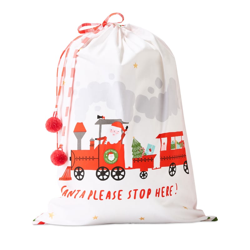 Santa Please Stop Here White Christmas Santa Sack