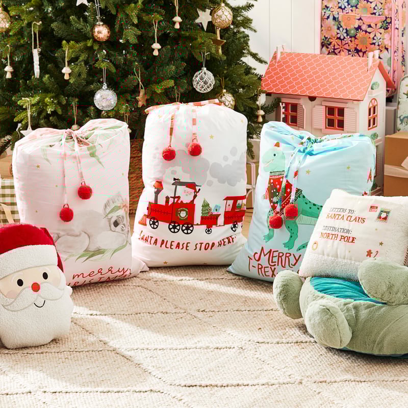 Santa Please Stop Here White Christmas Santa Sack