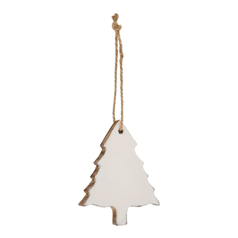 Timber Natural & White Christmas Tree Ornament