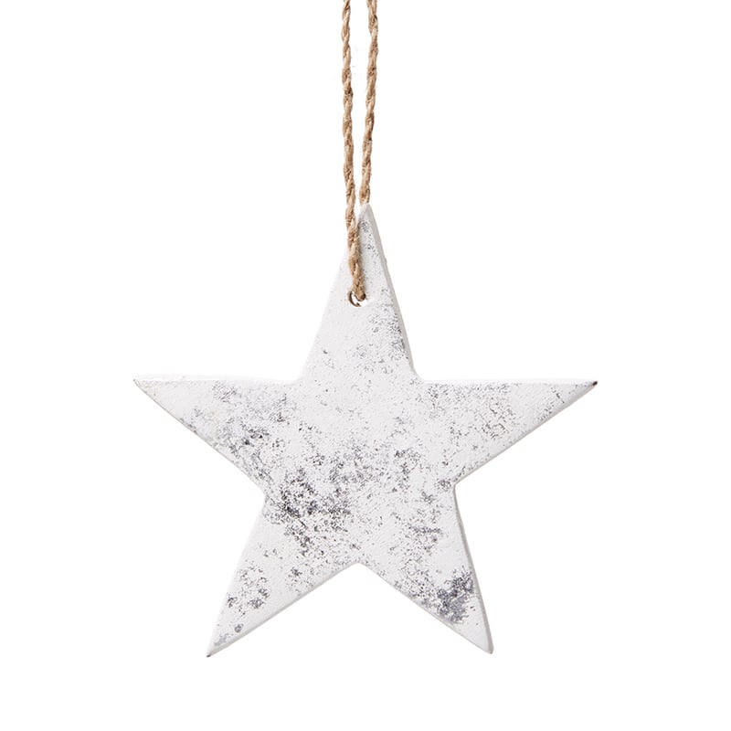 Timber Silver & White Star Ornament