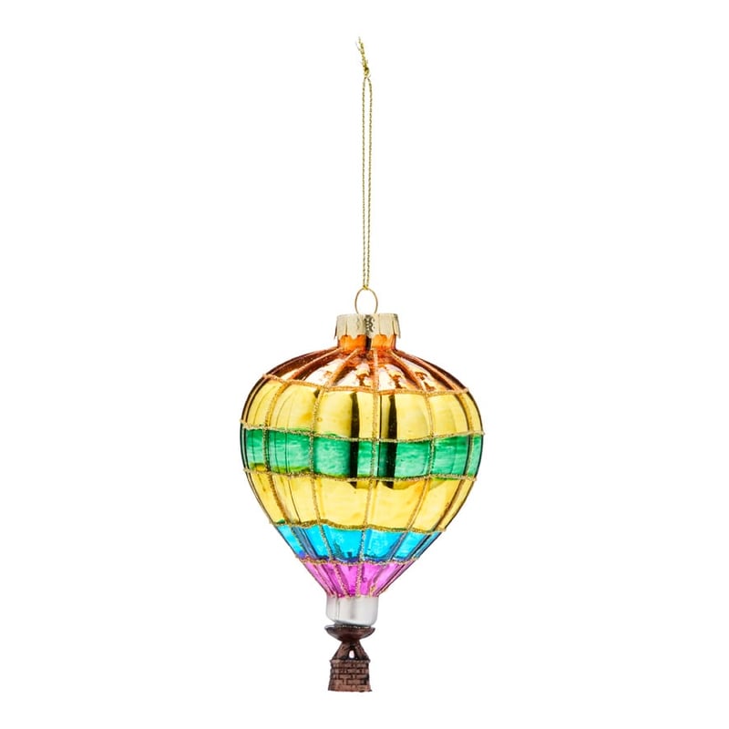 Hot Air Balloon Antiqued Glass Decoration