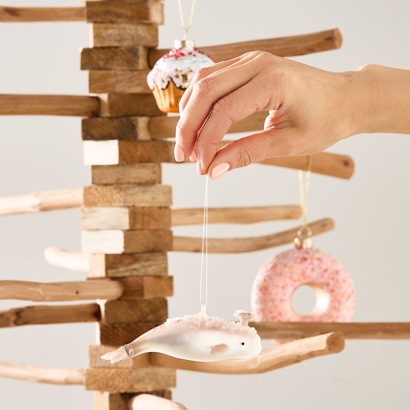 Pink Manatee Antiqued Glass Decoration