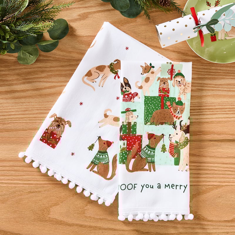 Holiday Hounds Christmas Tea Towels 2 Pack