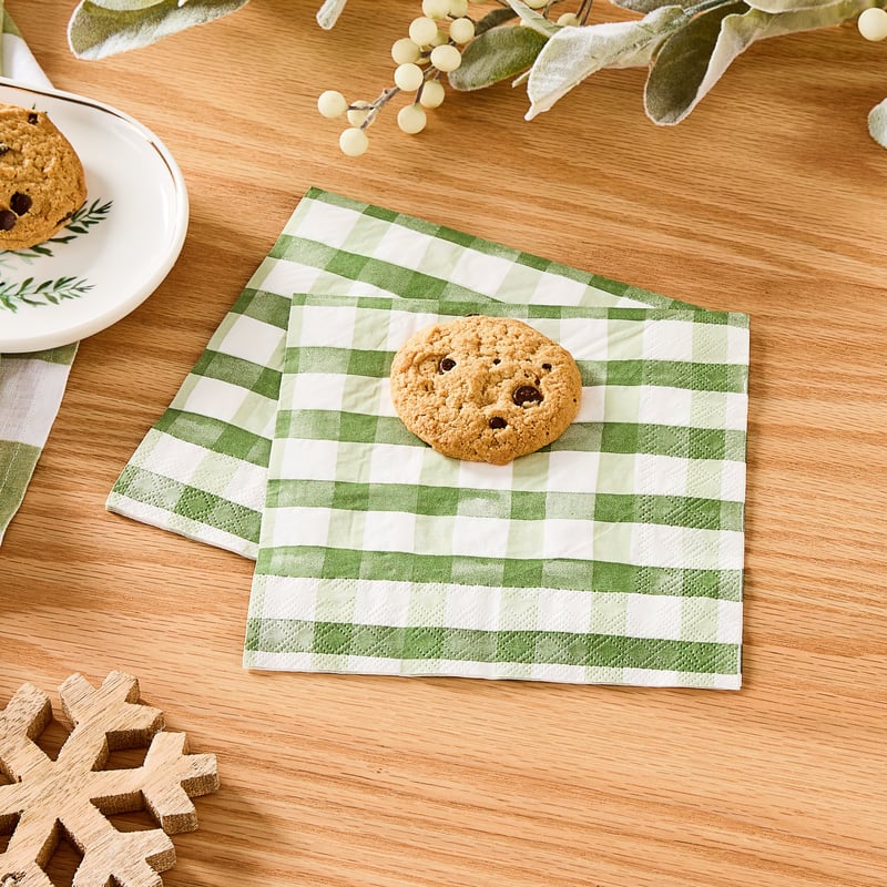 Gingham Festive Paper Napkins 20 Pack