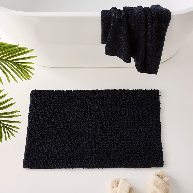 Microplush Navy Bobble Bath Mat