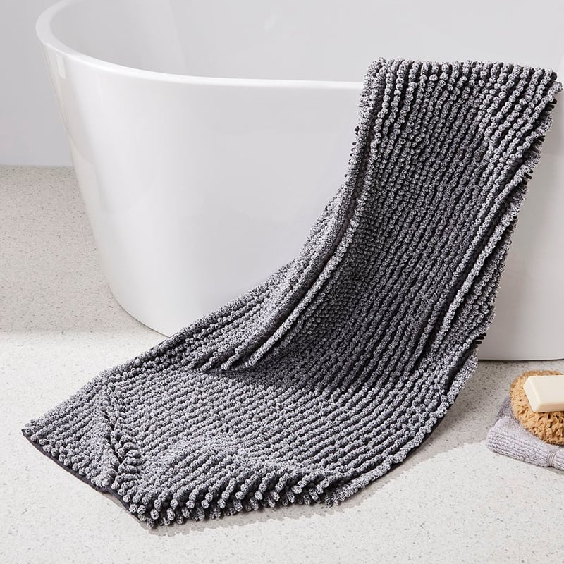 Microplush Graphite Marle Bobble Bath Runner