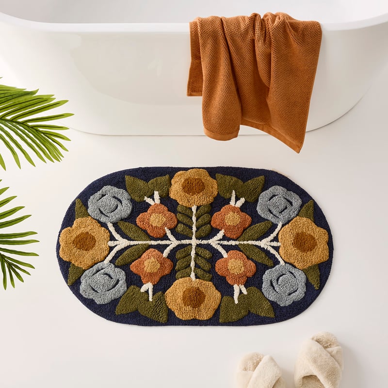 Chintz Indigo Multi Oval Bath Mat