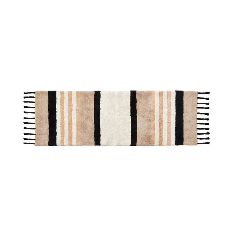 Stripe Neutrals Black Bath Runner