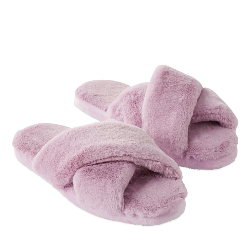 Crossover Mauve Fur Slippers