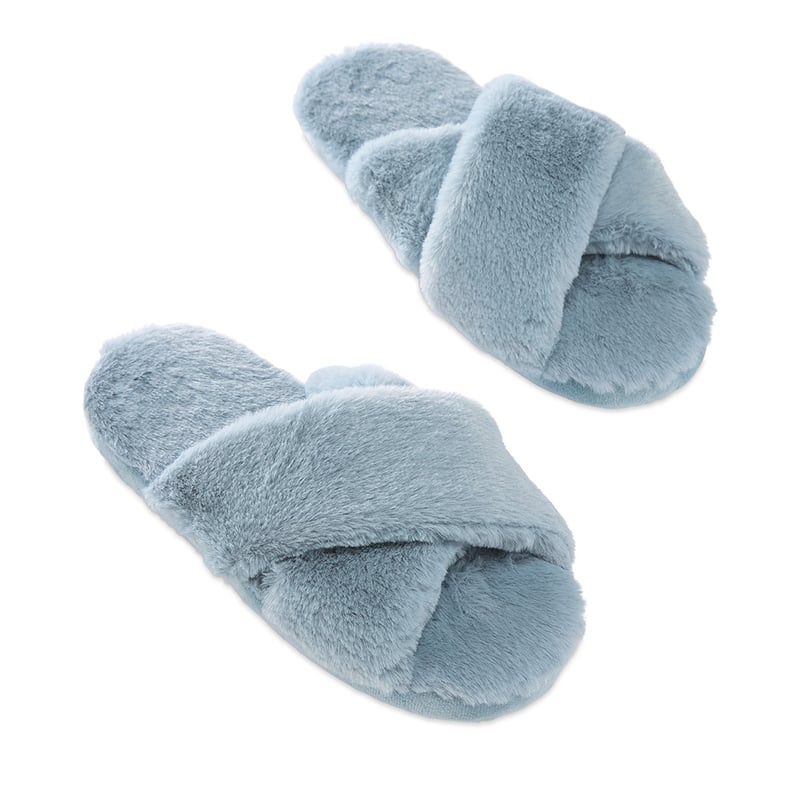 Crossover Sea Blue Fur Slippers