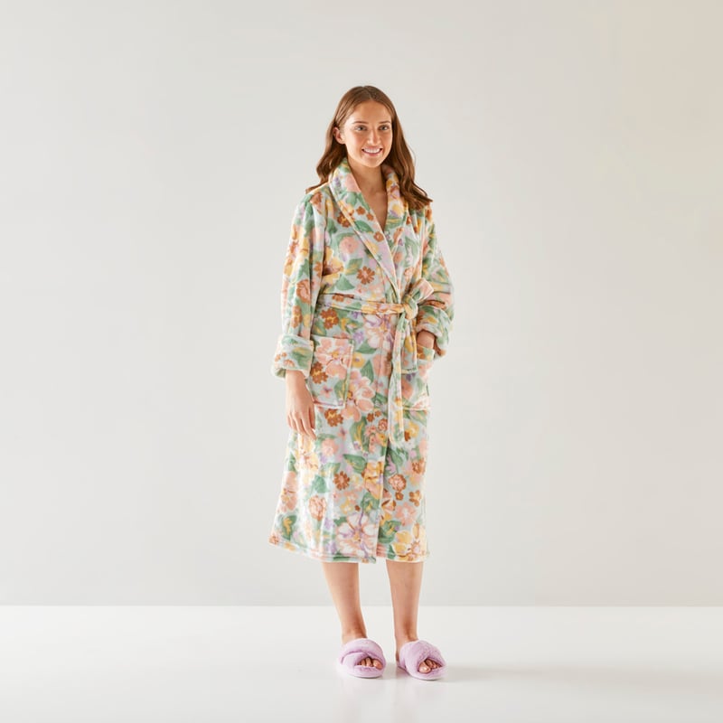 Printed Ultra Soft Green Multi Byron Floral Robe