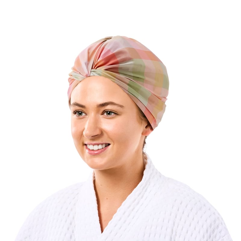 Printed Eden Check Shower Cap