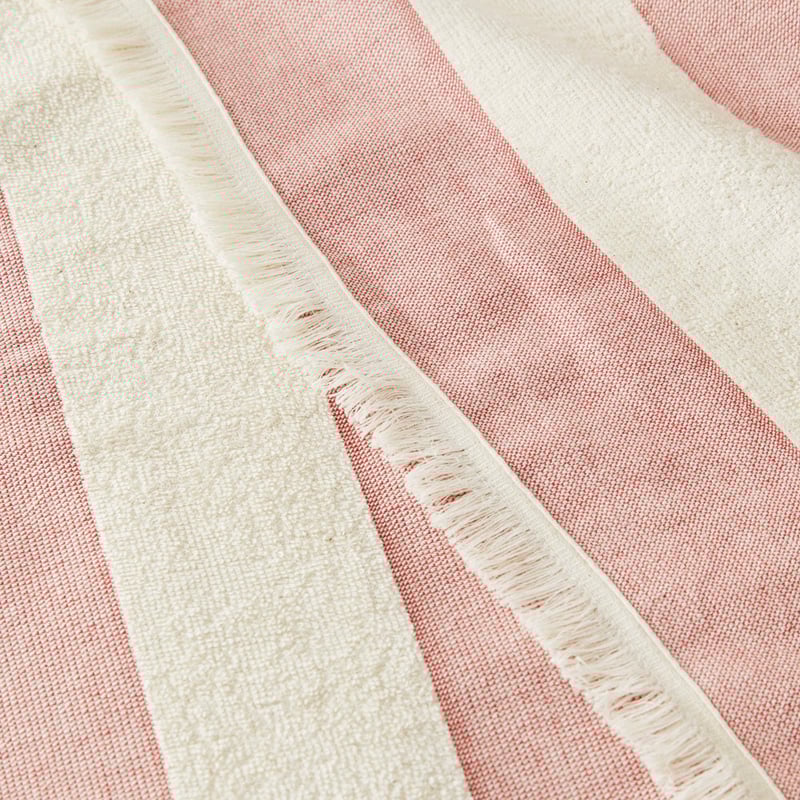 European Brick & Natural Stripe Turkish Cotton Beach Towel