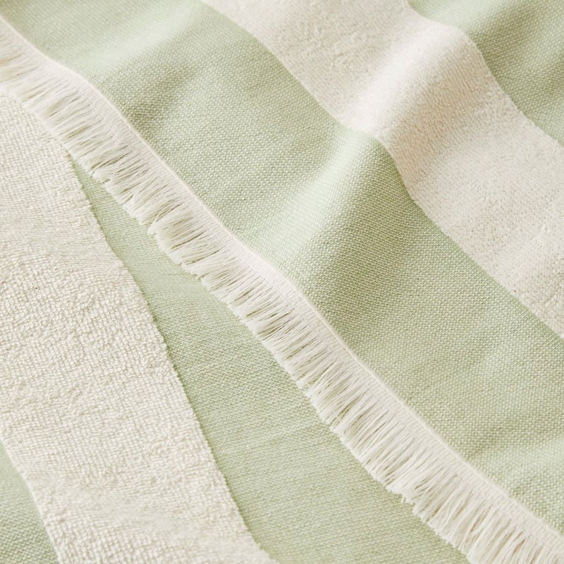 European Leaf & Natural Stripe Turkish Cotton Beach Towel