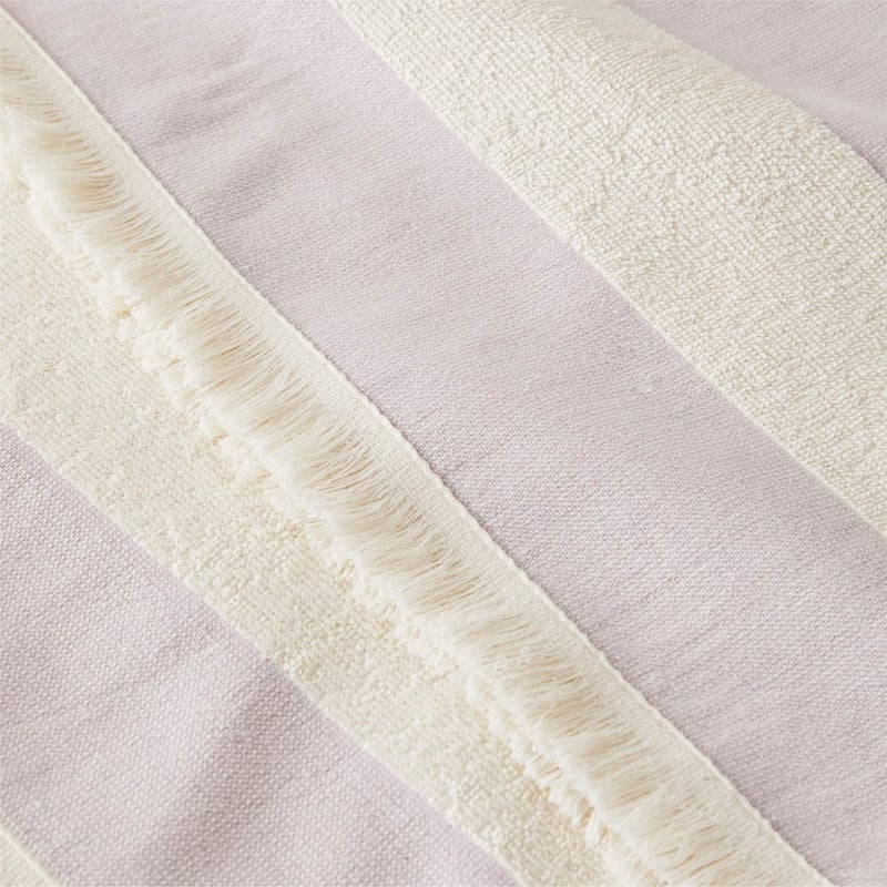European Lilac & Natural Stripe Turkish Cotton Beach Towel