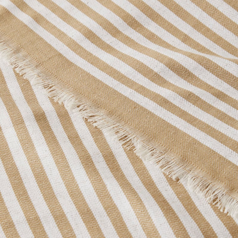 European Biscuit & Natural Stripe Turkish Peshtemal Beach Towel