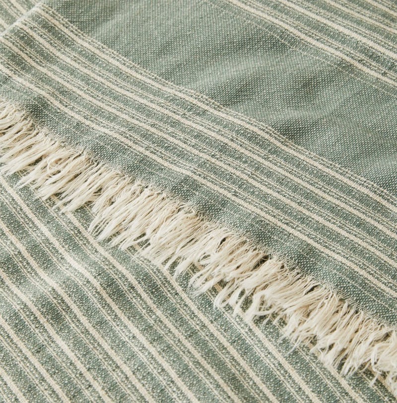 European Green & Natural Stripe Turkish Peshtemal Beach Towel
