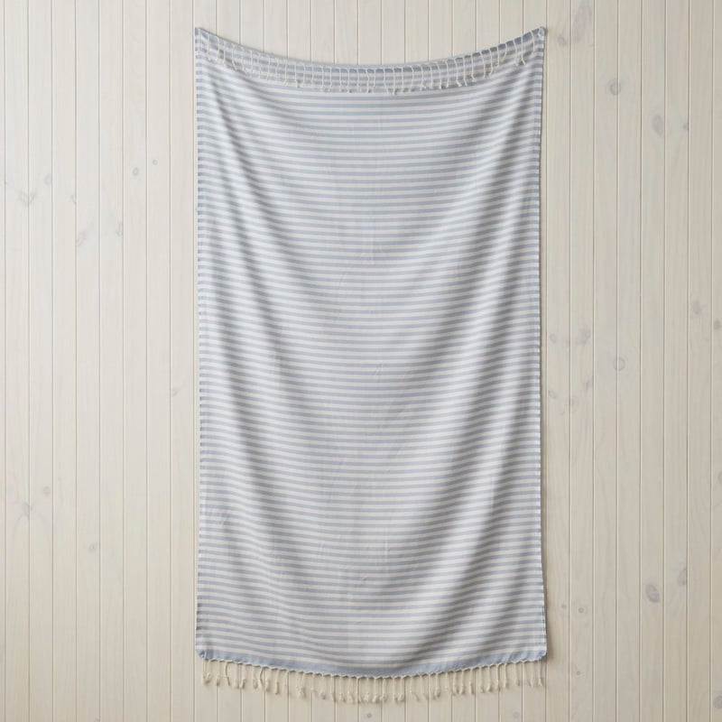 European Blue & White Stripe Turkish Peshtemal Beach Towel