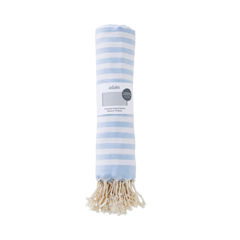 European Blue & White Stripe Turkish Peshtemal Beach Towel