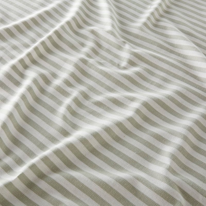 European Sage & White Stripe Turkish Peshtemal Beach Towel
