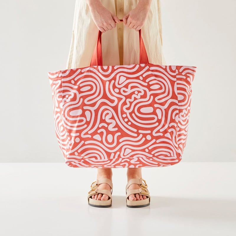 Samoa Red Canvas Beach Bag