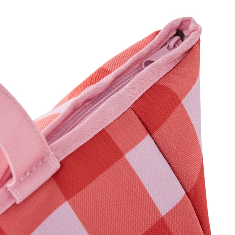 Pink and Red Gingham Canvas Beach Cooler Bag