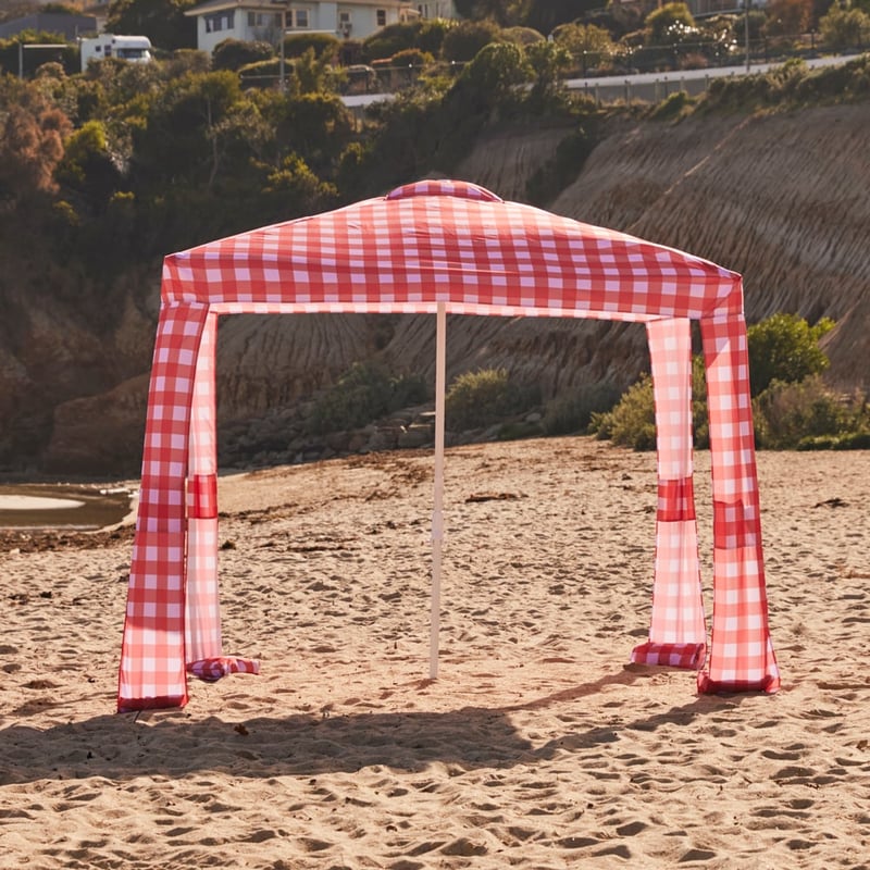 Pink and Red Gingham Beach Cabana