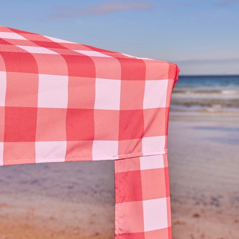 Pink and Red Gingham Beach Cabana