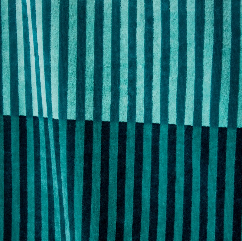 Velour Block Stripe Teal Beach Towel